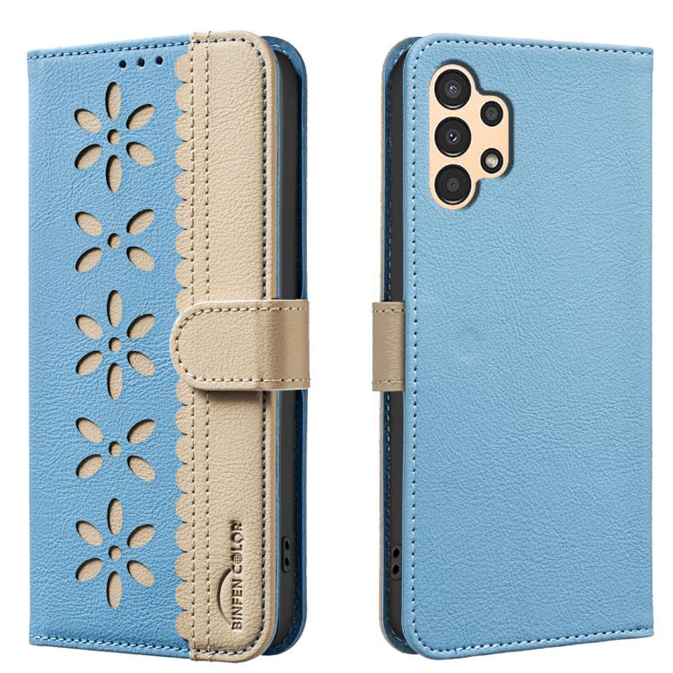Custodia per telefono in pelle con motivo floreale traforato e protezione RFID., For Samsung Galaxy A13, For Samsung Galaxy A52 / A52S, For Samsung Galaxy A02S / A03S, For Samsung Galaxy A22 4G