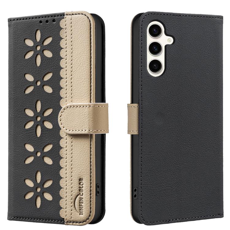Custodia per telefono in pelle con motivo floreale traforato e protezione RFID., For Samsung Galaxy A26 5G, For Samsung Galaxy A16, For Samsung Galaxy A15, For Samsung Galaxy A55 5G
