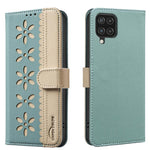 Custodia per telefono in pelle con motivo floreale traforato e protezione RFID., For Samsung Galaxy A13, For Samsung Galaxy A52 / A52S, For Samsung Galaxy A02S / A03S, For Samsung Galaxy A22 4G