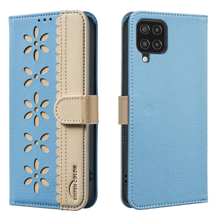 Custodia per telefono in pelle con motivo floreale traforato e protezione RFID., For Samsung Galaxy A13, For Samsung Galaxy A52 / A52S, For Samsung Galaxy A02S / A03S, For Samsung Galaxy A22 4G