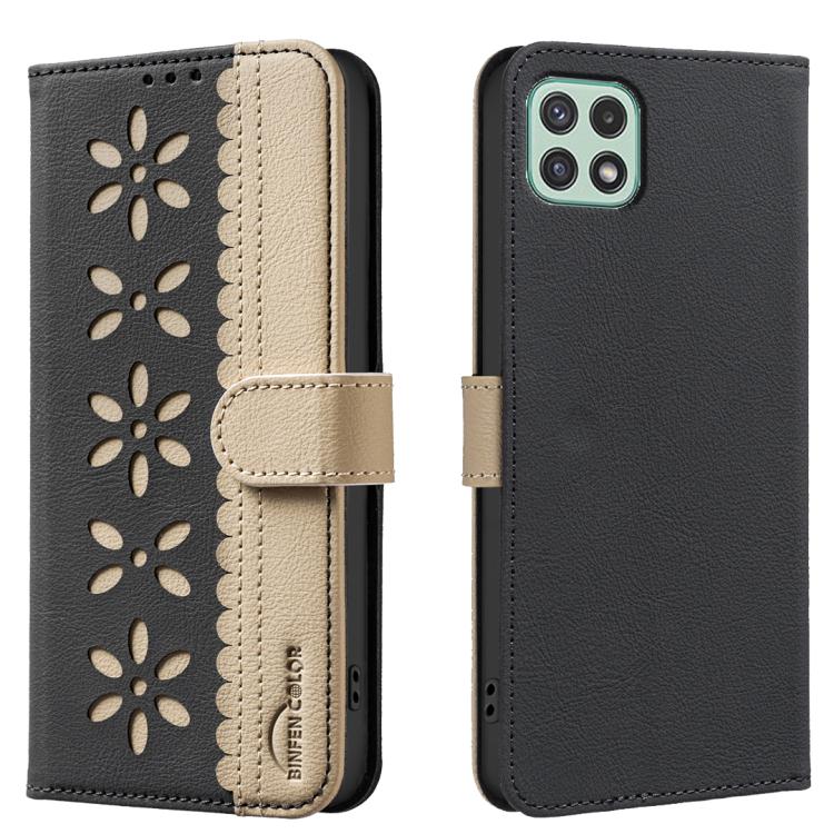 Custodia per telefono in pelle con motivo floreale traforato e protezione RFID., For Samsung Galaxy A22 5G, For Samsung Galaxy A32 4G, For Samsung Galaxy A72, For Samsung Galaxy A32 5G