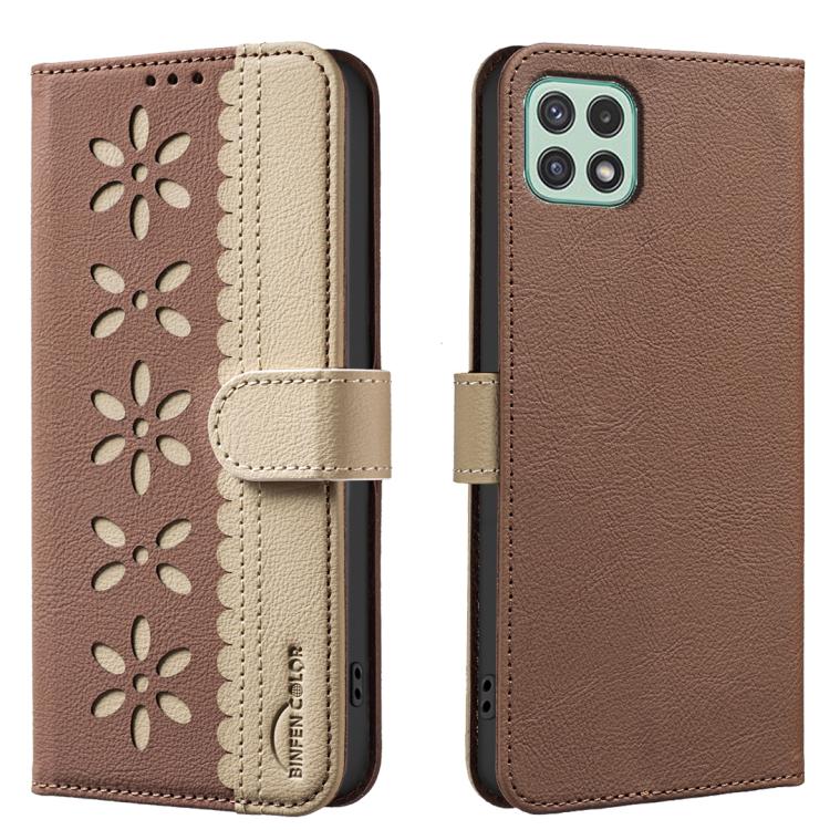 Custodia per telefono in pelle con motivo floreale traforato e protezione RFID., For Samsung Galaxy A22 5G, For Samsung Galaxy A32 4G, For Samsung Galaxy A72, For Samsung Galaxy A32 5G