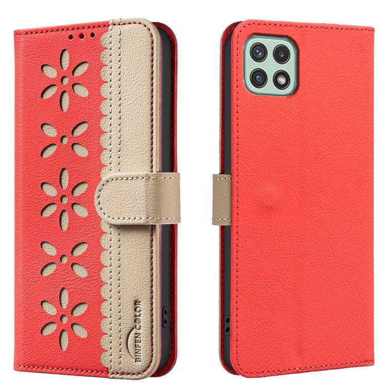 Custodia per telefono in pelle con motivo floreale traforato e protezione RFID., For Samsung Galaxy A22 5G, For Samsung Galaxy A32 4G, For Samsung Galaxy A72, For Samsung Galaxy A32 5G