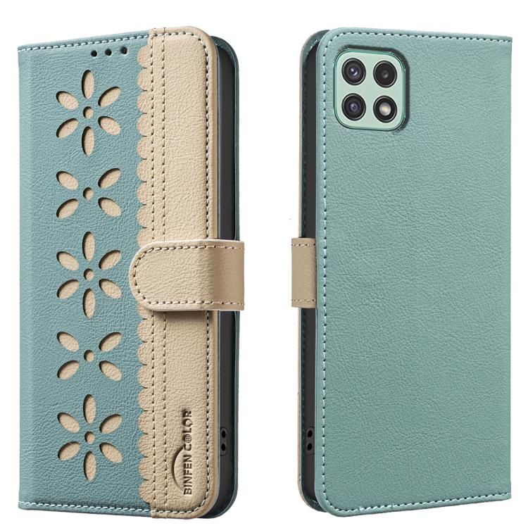 Custodia per telefono in pelle con motivo floreale traforato e protezione RFID., For Samsung Galaxy A22 5G, For Samsung Galaxy A32 4G, For Samsung Galaxy A72, For Samsung Galaxy A32 5G