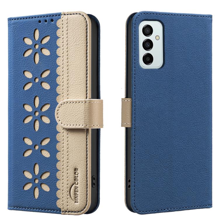 Custodia per telefono in pelle con motivo floreale traforato e protezione RFID., For Samsung Galaxy A23 / M23 / M13 4G, For Samsung Galaxy A53, For Samsung Galaxy A73, For Samsung Galaxy A33 5G