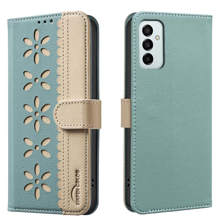 Custodia per telefono in pelle con motivo floreale traforato e protezione RFID., For Samsung Galaxy A23 / M23 / M13 4G, For Samsung Galaxy A53, For Samsung Galaxy A73, For Samsung Galaxy A33 5G