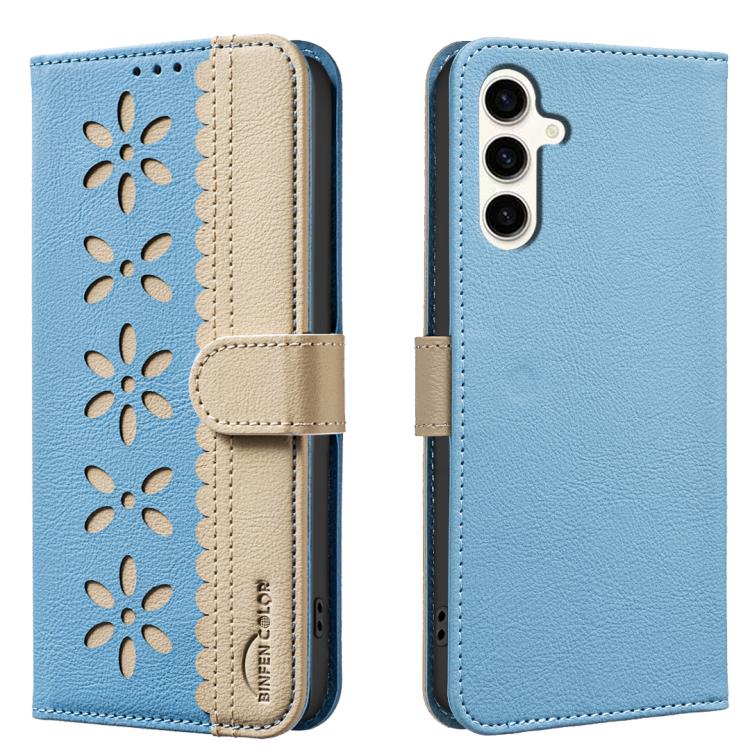 Custodia per telefono in pelle con motivo floreale traforato e protezione RFID., For Samsung Galaxy A26 5G, For Samsung Galaxy A16, For Samsung Galaxy A15, For Samsung Galaxy A55 5G