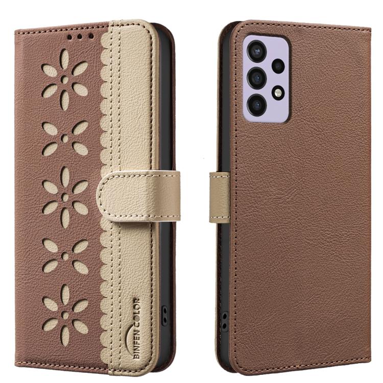 Custodia per telefono in pelle con motivo floreale traforato e protezione RFID., For Samsung Galaxy A22 5G, For Samsung Galaxy A32 4G, For Samsung Galaxy A72, For Samsung Galaxy A32 5G