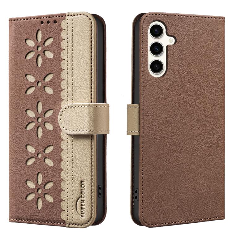 Custodia per telefono in pelle con motivo floreale traforato e protezione RFID., For Samsung Galaxy A14, For Samsung Galaxy A24 5G, For Samsung Galaxy A34 5G, For Samsung Galaxy A54 4G