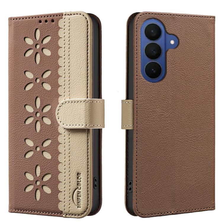 Custodia per telefono in pelle con motivo floreale traforato e protezione RFID., For Samsung Galaxy A37 5G, For Samsung Galaxy A27 5G, For Samsung Galaxy A06, For Samsung Galaxy A36 5G / A56 5G