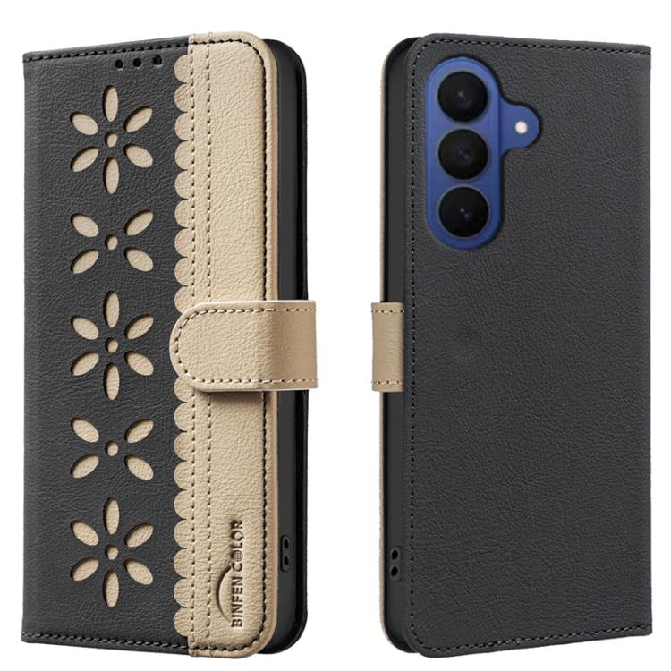 Custodia per telefono in pelle con motivo floreale traforato e protezione RFID., For Samsung Galaxy A37 5G, For Samsung Galaxy A27 5G, For Samsung Galaxy A06, For Samsung Galaxy A36 5G / A56 5G