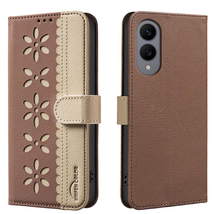 Custodia per telefono in pelle con motivo floreale traforato e protezione RFID., For Samsung Galaxy S25 Edge 5G, For Samsung Galaxy S25 / S24 5G, For Samsung Galaxy S25+ / S24+ 5G, For Samsung Galaxy S25 Ultra 5G