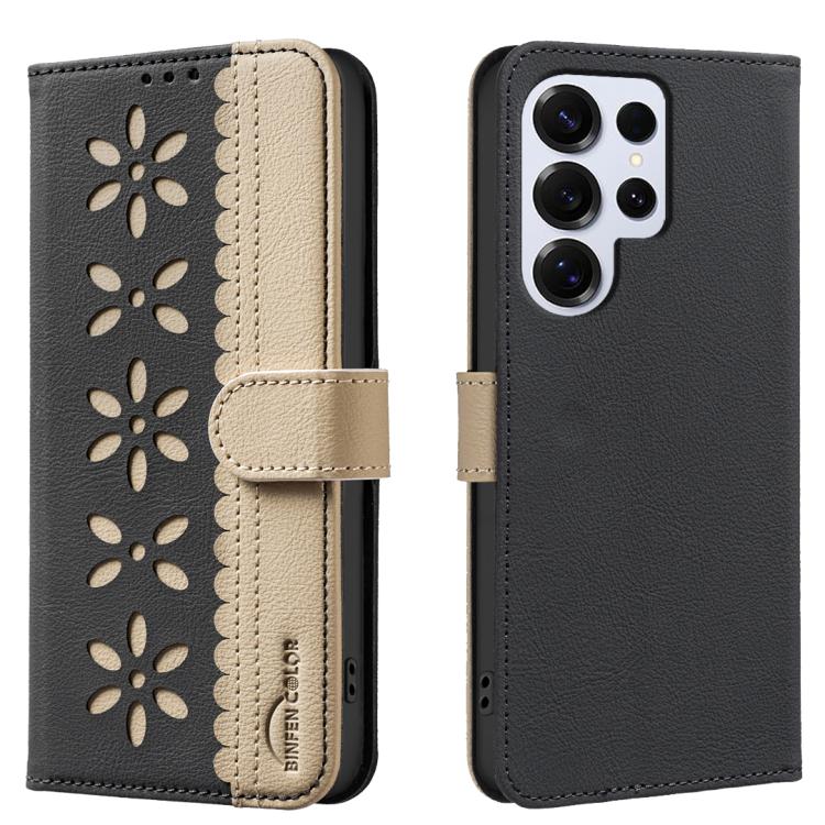 Custodia per telefono in pelle con motivo floreale traforato e protezione RFID., For Samsung Galaxy S25 Edge 5G, For Samsung Galaxy S25 / S24 5G, For Samsung Galaxy S25+ / S24+ 5G, For Samsung Galaxy S25 Ultra 5G