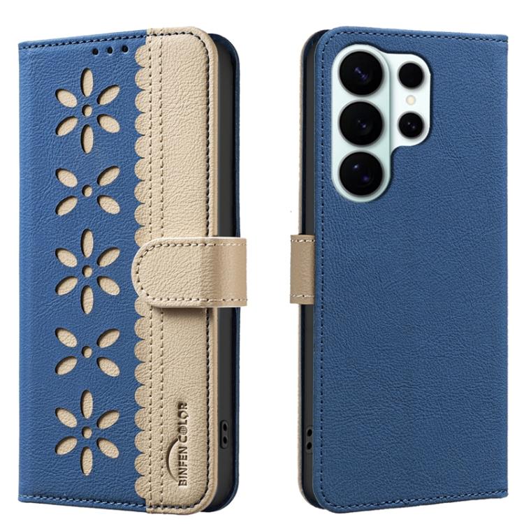 Custodia per telefono in pelle con motivo floreale traforato e protezione RFID., For Galaxy S26 FE 5G, For Samsung Galaxy S26 Ultra 5G, For Samsung Galaxy S26 5G, For Samsung Galaxy S25 FE 5G