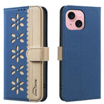 Custodia per telefono in pelle con motivo floreale traforato e protezione RFID., For iPhone 15, For iPhone 13 / 14, For iPhone 14 Pro, For iPhone 14 Pro Max