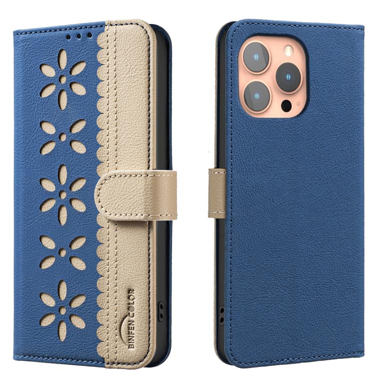 Custodia per telefono in pelle con motivo floreale traforato e protezione RFID., For iPhone 13 Pro Max, For iPhone 13 Pro, For iPhone 12 / 12 Pro, For iPhone 12 Pro Max