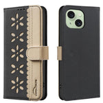 Custodia per telefono in pelle con motivo floreale traforato e protezione RFID., For iPhone 16, For iPhone 15 Pro Max, For iPhone 15 Pro, For iPhone 14 Plus / 15 Plus