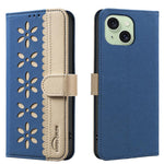 Custodia per telefono in pelle con motivo floreale traforato e protezione RFID., For iPhone 16, For iPhone 15 Pro Max, For iPhone 15 Pro, For iPhone 14 Plus / 15 Plus