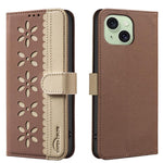 Custodia per telefono in pelle con motivo floreale traforato e protezione RFID., For iPhone 16, For iPhone 15 Pro Max, For iPhone 15 Pro, For iPhone 14 Plus / 15 Plus