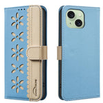 Custodia per telefono in pelle con motivo floreale traforato e protezione RFID., For iPhone 16, For iPhone 15 Pro Max, For iPhone 15 Pro, For iPhone 14 Plus / 15 Plus