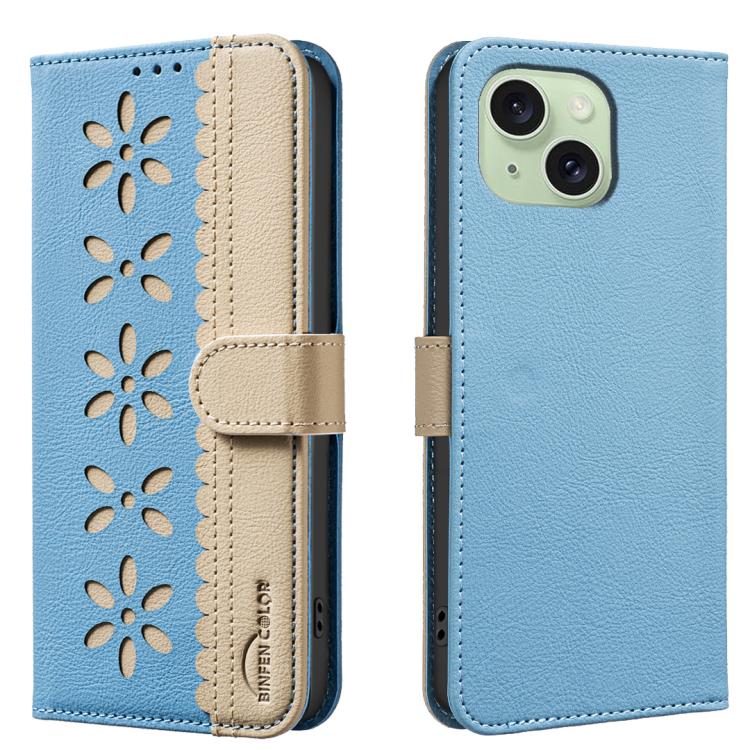 Custodia per telefono in pelle con motivo floreale traforato e protezione RFID., For iPhone 16, For iPhone 15 Pro Max, For iPhone 15 Pro, For iPhone 14 Plus / 15 Plus