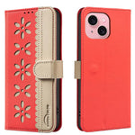 Custodia per telefono in pelle con motivo floreale traforato e protezione RFID., For iPhone 15, For iPhone 13 / 14, For iPhone 14 Pro, For iPhone 14 Pro Max