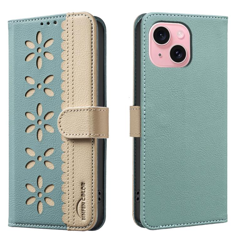 Custodia per telefono in pelle con motivo floreale traforato e protezione RFID., For iPhone 15, For iPhone 13 / 14, For iPhone 14 Pro, For iPhone 14 Pro Max
