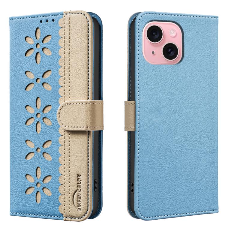 Custodia per telefono in pelle con motivo floreale traforato e protezione RFID., For iPhone 15, For iPhone 13 / 14, For iPhone 14 Pro, For iPhone 14 Pro Max