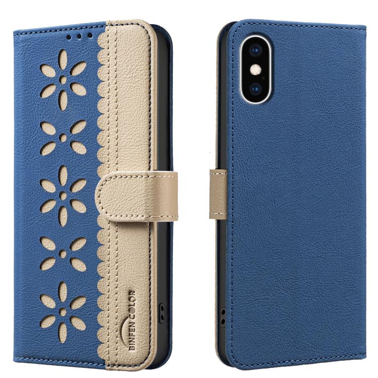 Custodia per telefono in pelle con motivo floreale traforato e protezione RFID., For iPhone XS Max, For iPhone 6 Plus / 7 Plus / 8 Plus, For iPhone 6 / 7 / 8