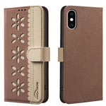 Custodia per telefono in pelle con motivo floreale traforato e protezione RFID., For iPhone XS Max, For iPhone 6 Plus / 7 Plus / 8 Plus, For iPhone 6 / 7 / 8