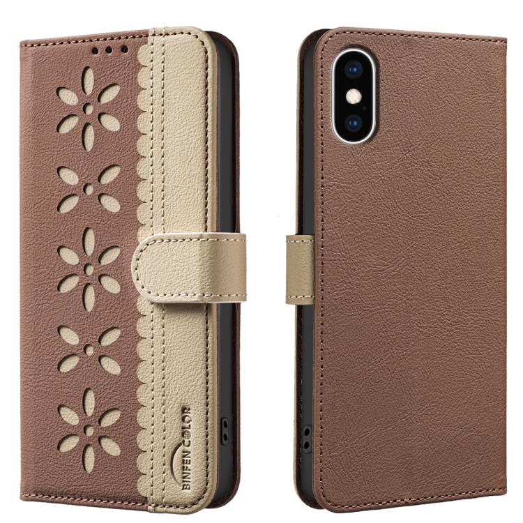 Custodia per telefono in pelle con motivo floreale traforato e protezione RFID., For iPhone XS Max, For iPhone 6 Plus / 7 Plus / 8 Plus, For iPhone 6 / 7 / 8
