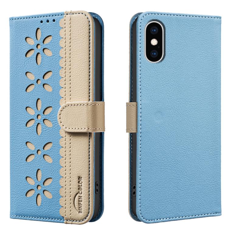 Custodia per telefono in pelle con motivo floreale traforato e protezione RFID., For iPhone XS Max, For iPhone 6 Plus / 7 Plus / 8 Plus, For iPhone 6 / 7 / 8