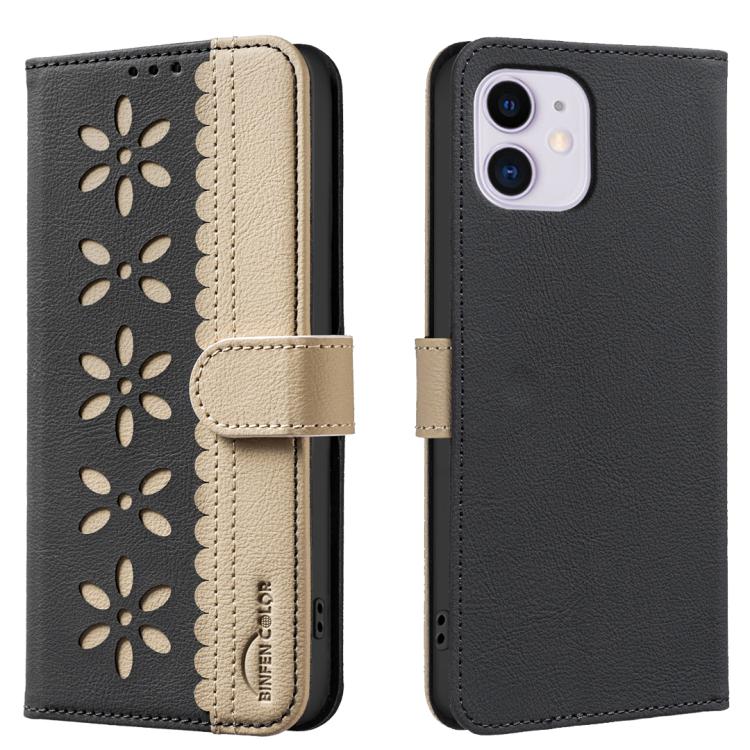 Custodia per telefono in pelle con motivo floreale traforato e protezione RFID., For iPhone 13 Pro Max, For iPhone 13 Pro, For iPhone 12 / 12 Pro, For iPhone 12 Pro Max