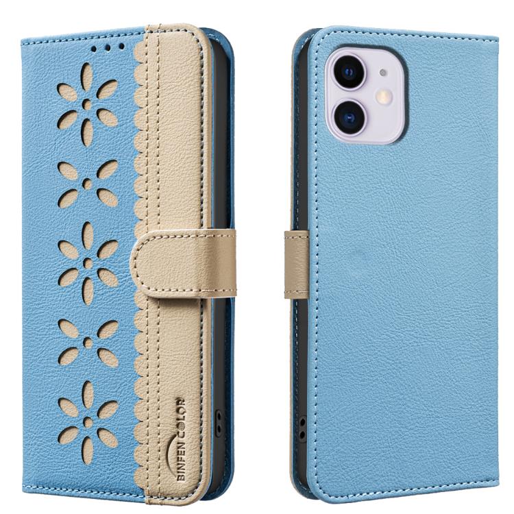 Custodia per telefono in pelle con motivo floreale traforato e protezione RFID., For iPhone 13 Pro Max, For iPhone 13 Pro, For iPhone 12 / 12 Pro, For iPhone 12 Pro Max