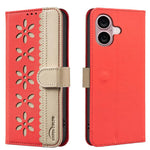Custodia per telefono in pelle con motivo floreale traforato e protezione RFID., For iPhone Air, For iPhone 16 Pro Max, For iPhone 16 Pro, For iPhone 16 Plus