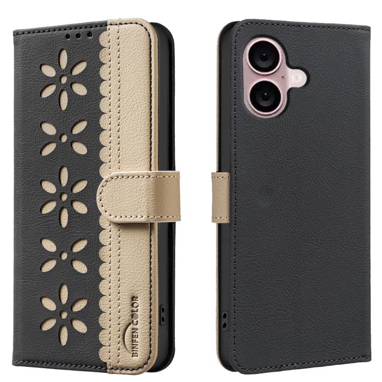 Custodia per telefono in pelle con motivo floreale traforato e protezione RFID., For iPhone 16, For iPhone 15 Pro Max, For iPhone 15 Pro, For iPhone 14 Plus / 15 Plus