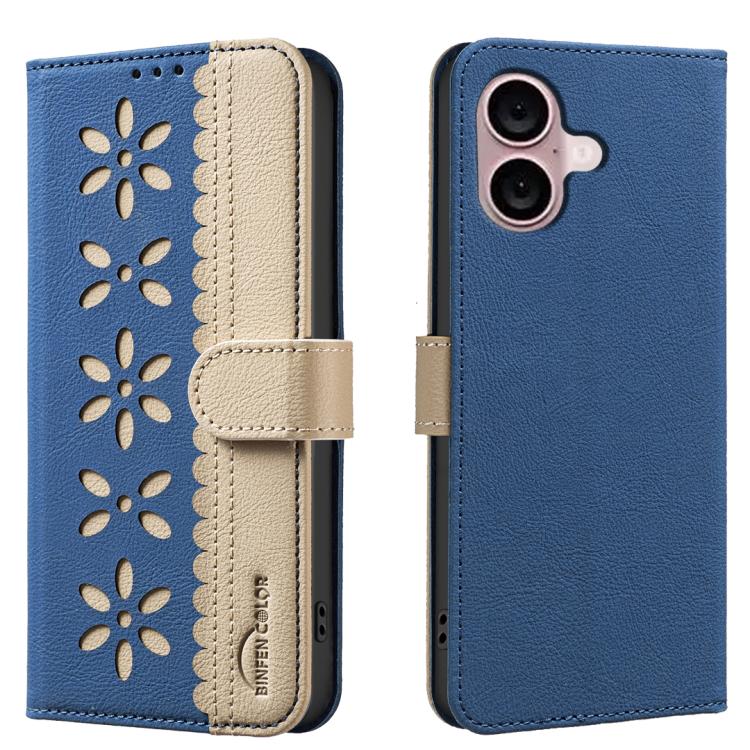 Custodia per telefono in pelle con motivo floreale traforato e protezione RFID., For iPhone 16, For iPhone 15 Pro Max, For iPhone 15 Pro, For iPhone 14 Plus / 15 Plus