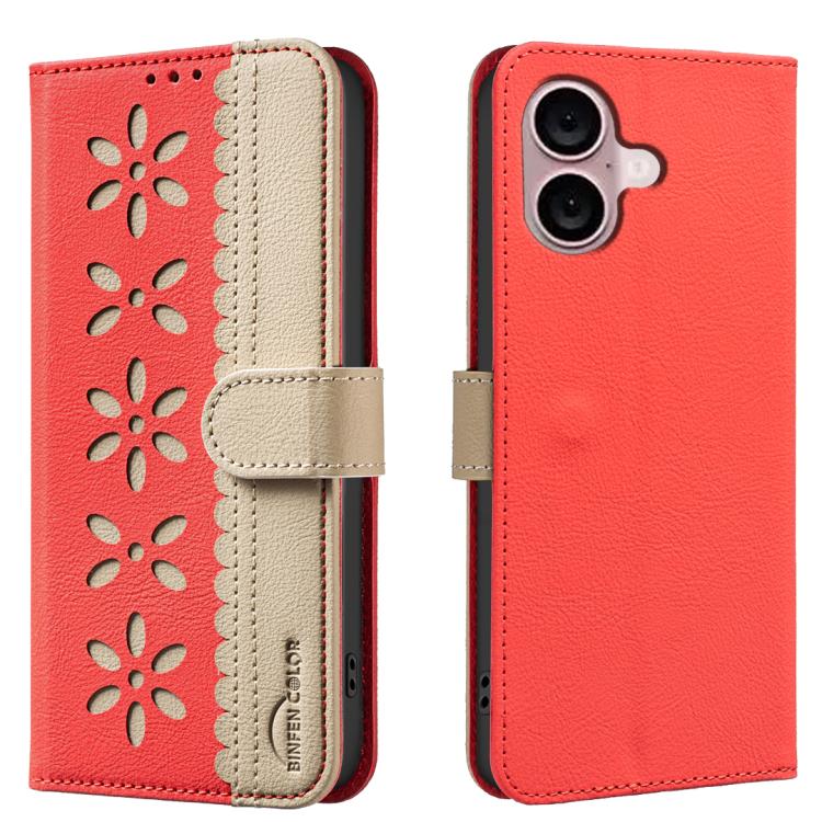 Custodia per telefono in pelle con motivo floreale traforato e protezione RFID., For iPhone 16, For iPhone 15 Pro Max, For iPhone 15 Pro, For iPhone 14 Plus / 15 Plus