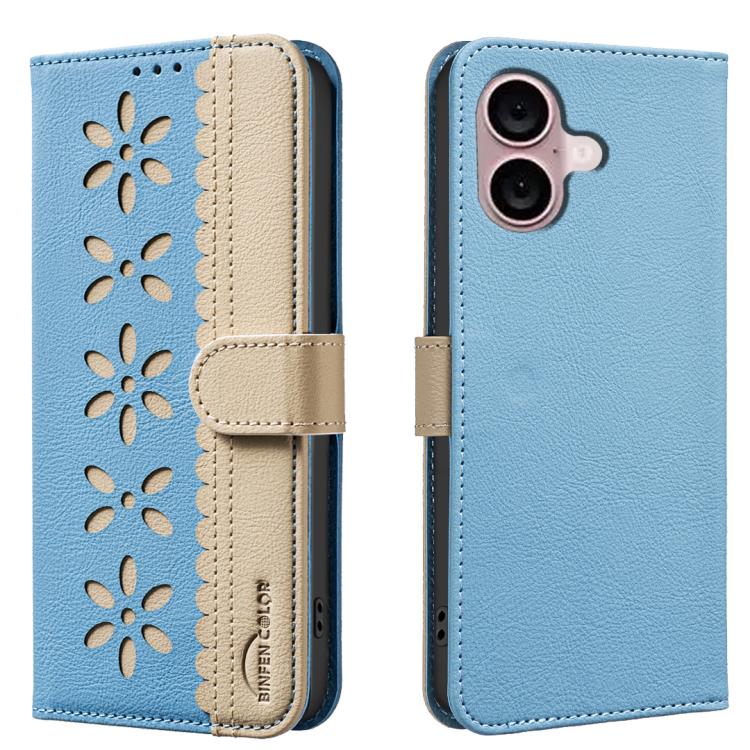 Custodia per telefono in pelle con motivo floreale traforato e protezione RFID., For iPhone 16, For iPhone 15 Pro Max, For iPhone 15 Pro, For iPhone 14 Plus / 15 Plus