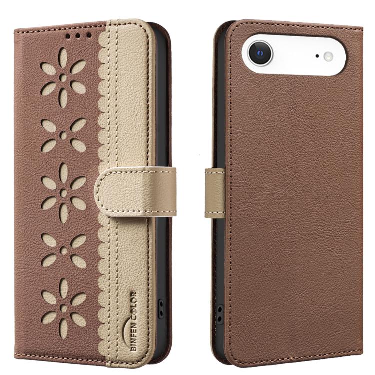 Custodia per telefono in pelle con motivo floreale traforato e protezione RFID., For iPhone Air, For iPhone 16 Pro Max, For iPhone 16 Pro, For iPhone 16 Plus
