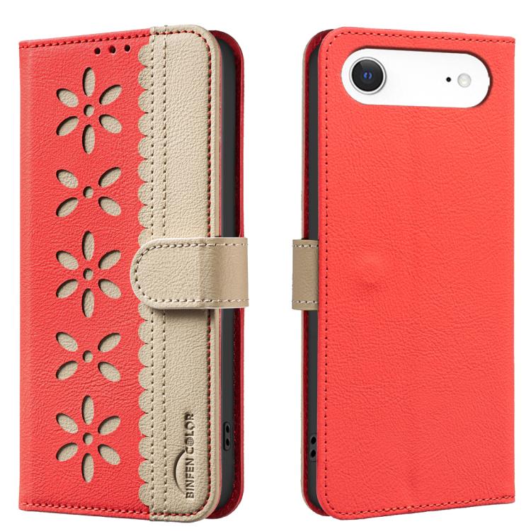 Custodia per telefono in pelle con motivo floreale traforato e protezione RFID., For iPhone Air, For iPhone 16 Pro Max, For iPhone 16 Pro, For iPhone 16 Plus