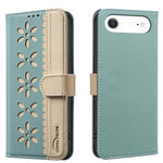Custodia per telefono in pelle con motivo floreale traforato e protezione RFID., For iPhone Air, For iPhone 16 Pro Max, For iPhone 16 Pro, For iPhone 16 Plus