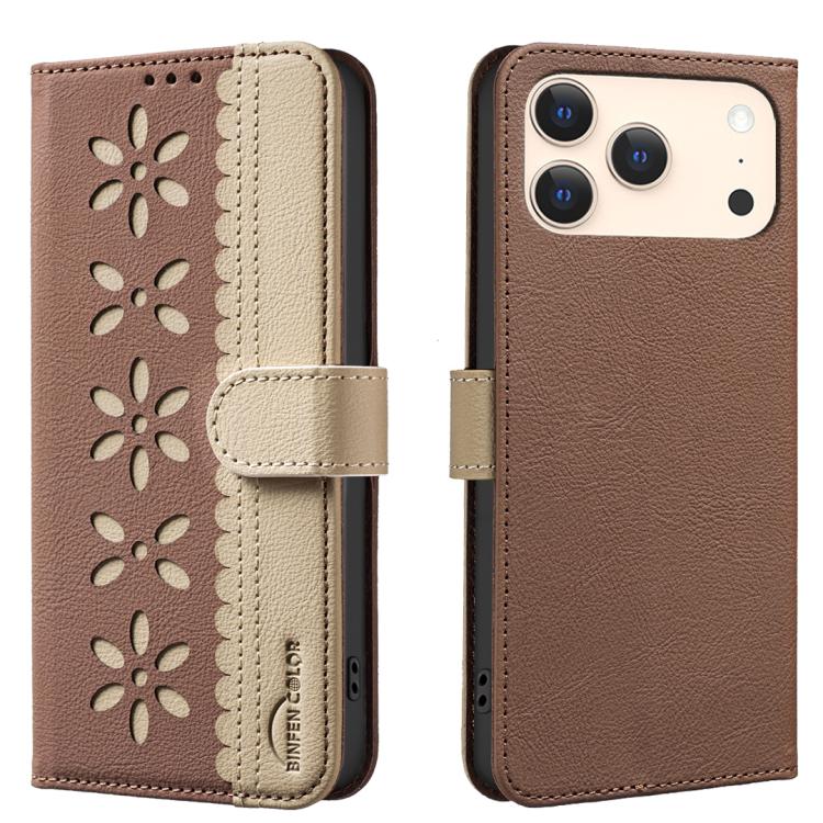 Custodia per telefono in pelle con motivo floreale traforato e protezione RFID., For iPhone 18 Pro/17 Pro, For iPhone 18 Pro Max/17 Pro Max, For iPhone 16e / 17e, For iPhone 17