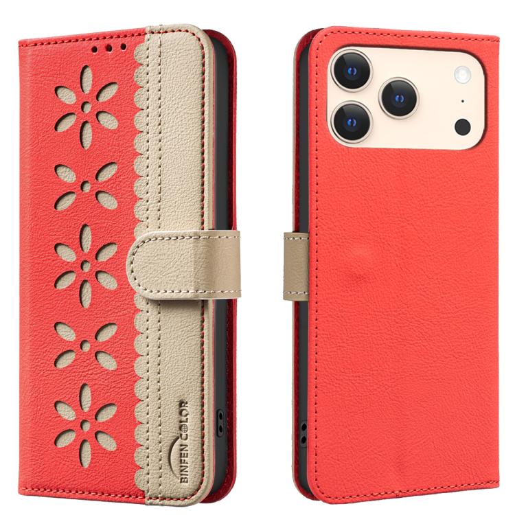 Custodia per telefono in pelle con motivo floreale traforato e protezione RFID., For iPhone 18 Pro/17 Pro, For iPhone 18 Pro Max/17 Pro Max, For iPhone 16e / 17e, For iPhone 17