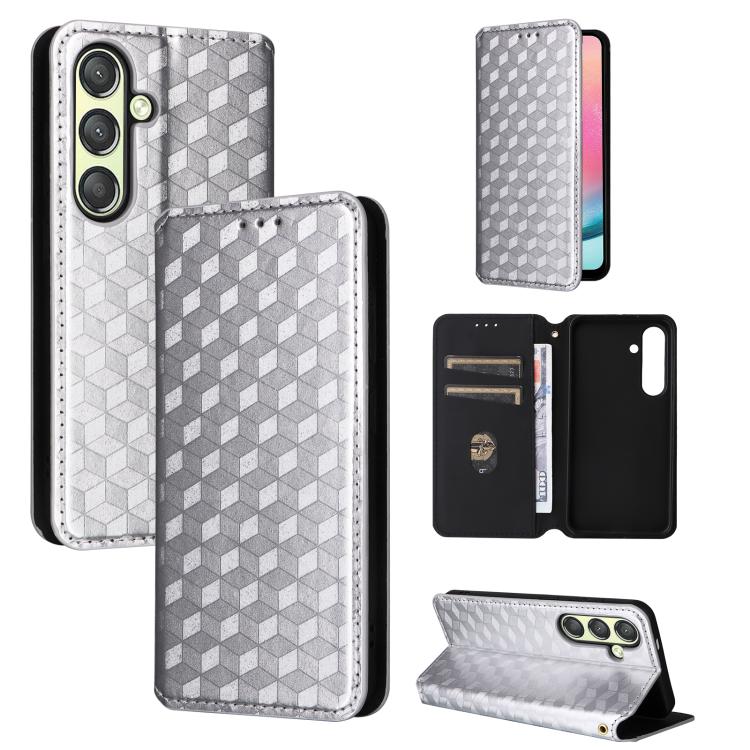 Custodia per telefono in pelle con texture a griglia cubica., For Samsung Galaxy S25 Edge 5G, For Samsung Galaxy S25 5G, For Samsung Galaxy S25+ 5G, For Samsung Galaxy S25 Ultra 5G