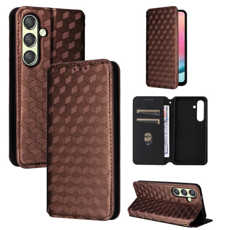 Custodia per telefono in pelle con texture a griglia cubica., For Samsung Galaxy S25 Edge 5G, For Samsung Galaxy S25 5G, For Samsung Galaxy S25+ 5G, For Samsung Galaxy S25 Ultra 5G