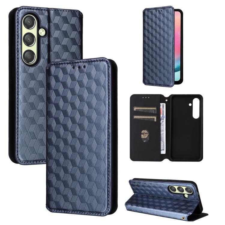 Custodia per telefono in pelle con texture a griglia cubica., For Samsung Galaxy S25 Edge 5G, For Samsung Galaxy S25 5G, For Samsung Galaxy S25+ 5G, For Samsung Galaxy S25 Ultra 5G