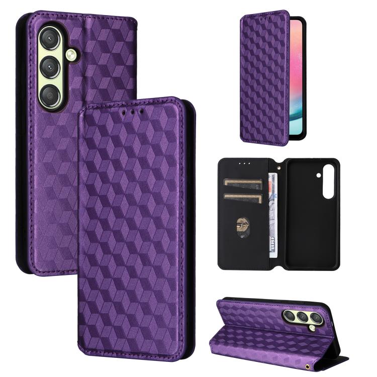 Custodia per telefono in pelle con texture a griglia cubica., For Samsung Galaxy S25 Edge 5G, For Samsung Galaxy S25 5G, For Samsung Galaxy S25+ 5G, For Samsung Galaxy S25 Ultra 5G