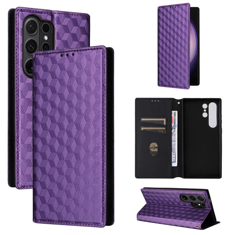 Custodia per telefono in pelle con texture a griglia cubica., For Samsung Galaxy S25 Edge 5G, For Samsung Galaxy S25 5G, For Samsung Galaxy S25+ 5G, For Samsung Galaxy S25 Ultra 5G