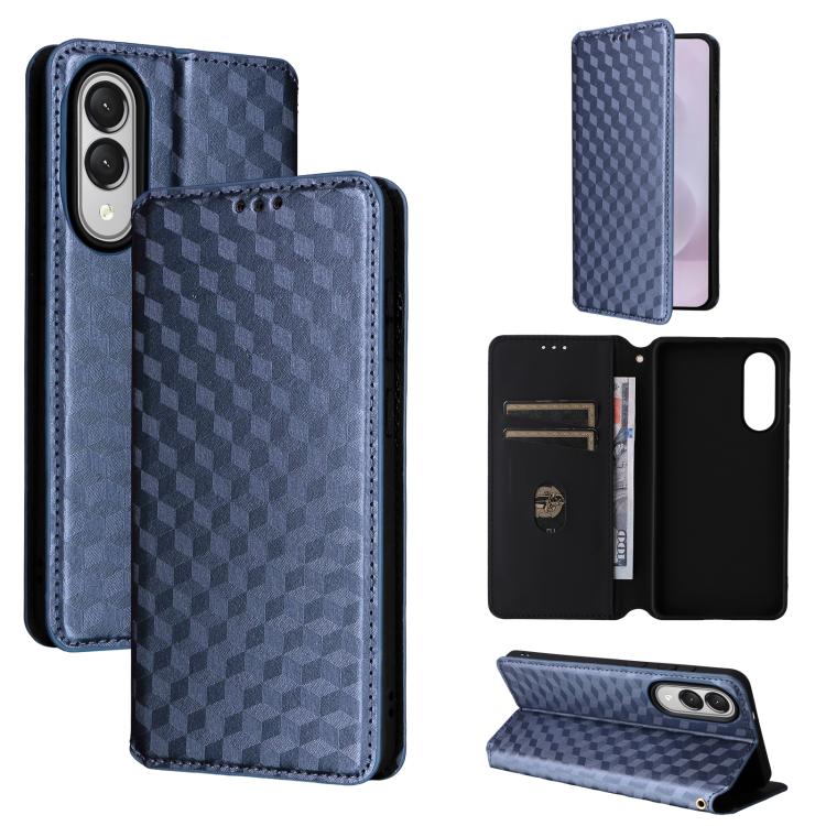 Custodia per telefono in pelle con texture a griglia cubica., For Samsung Galaxy S25 Edge 5G, For Samsung Galaxy S25 5G, For Samsung Galaxy S25+ 5G, For Samsung Galaxy S25 Ultra 5G